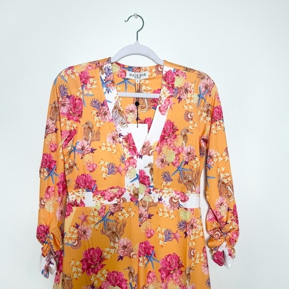 Nwt Hale Bob Yetty Orange Floral Dress - Picture 4 of 10